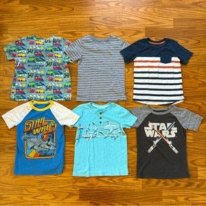 Lot 6x Boys Size 4 Short Sleeve T-Shirts Jumping Beans Sonoma Star Wars Sharks